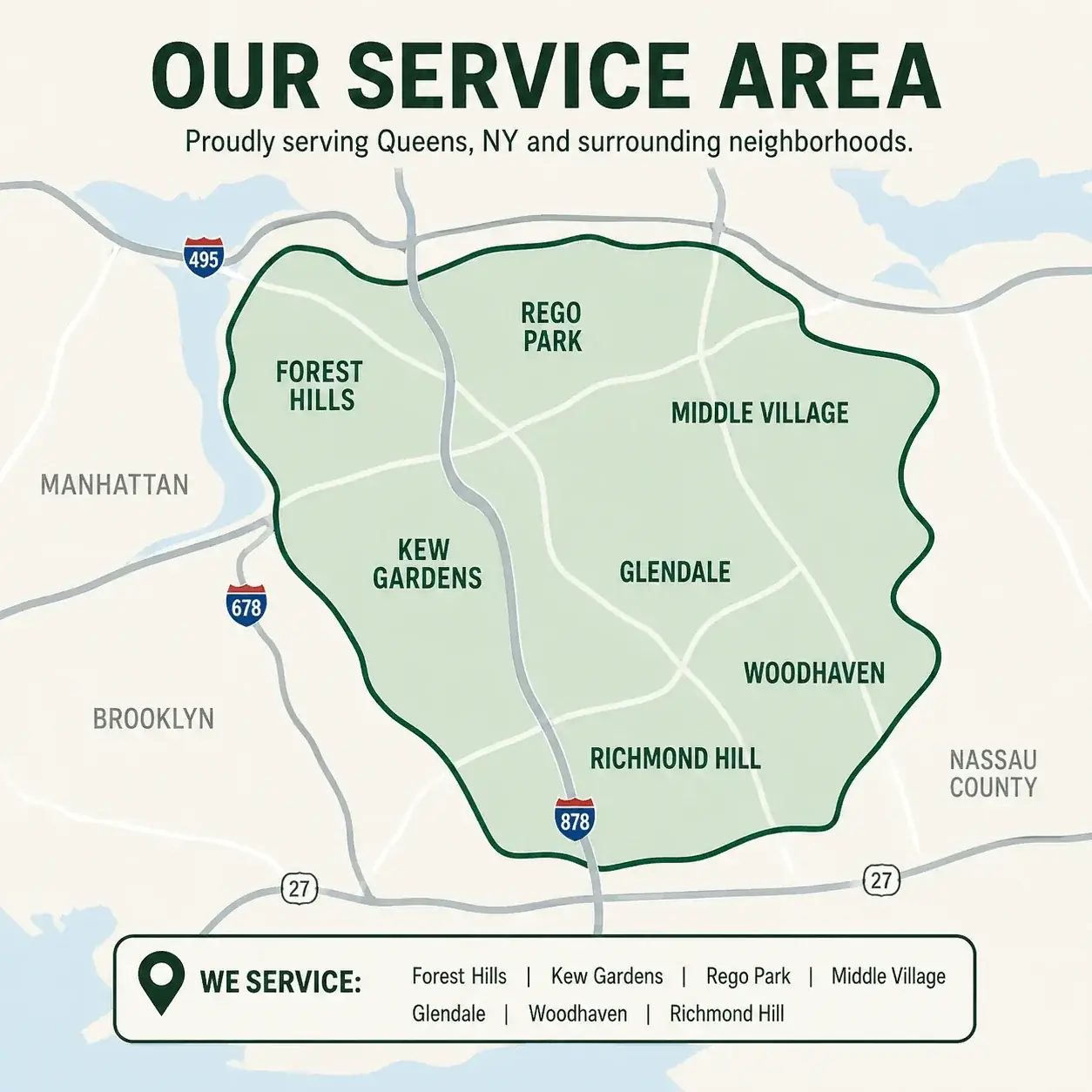 Stylized map showing the Northwood Tree Co. service area.